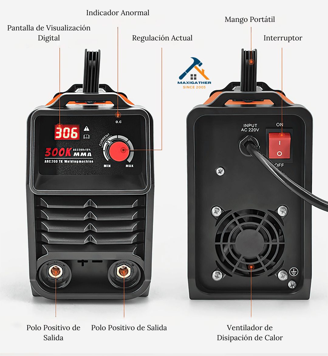 Soldador Inversor Portátil con Pantalla LCD